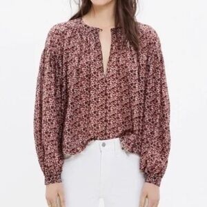 Madewell Burgundy‎ Floral Blouse